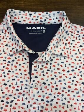 New Mack Horn Legend Polo Shirt White Golf Bamboo Pit Bull Trucks Size 3XL